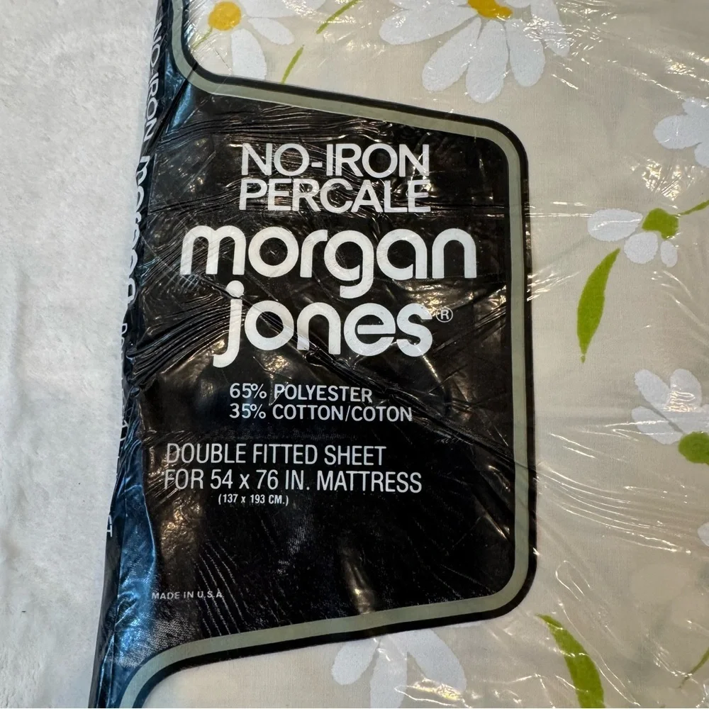 NOS Morgan Jones Princess Full Sheet Set Daisy Floral No-Iron Percale